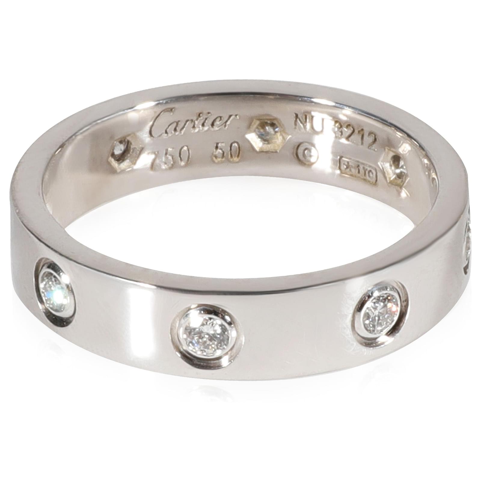 Cartier 18K White Gold 3-Diamond Love Band Ring