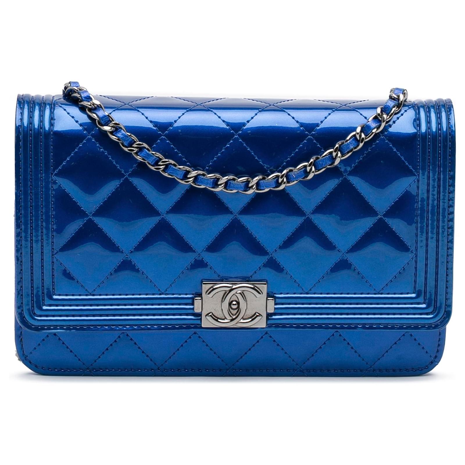 Chanel Blue Boy Wallet on Chain Leather Patent leather ref.935431