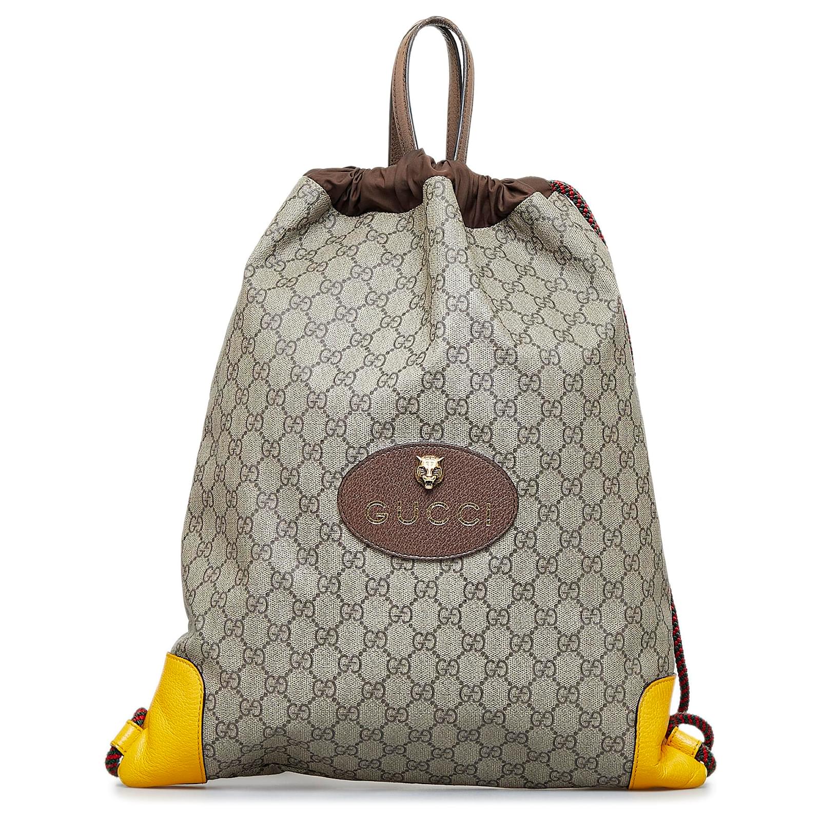 Gucci Brown GG Supreme Neo Vintage Rucksack mit Kordelzug Braun Beige Leinwand Tuch ref.935483 Joli Closet