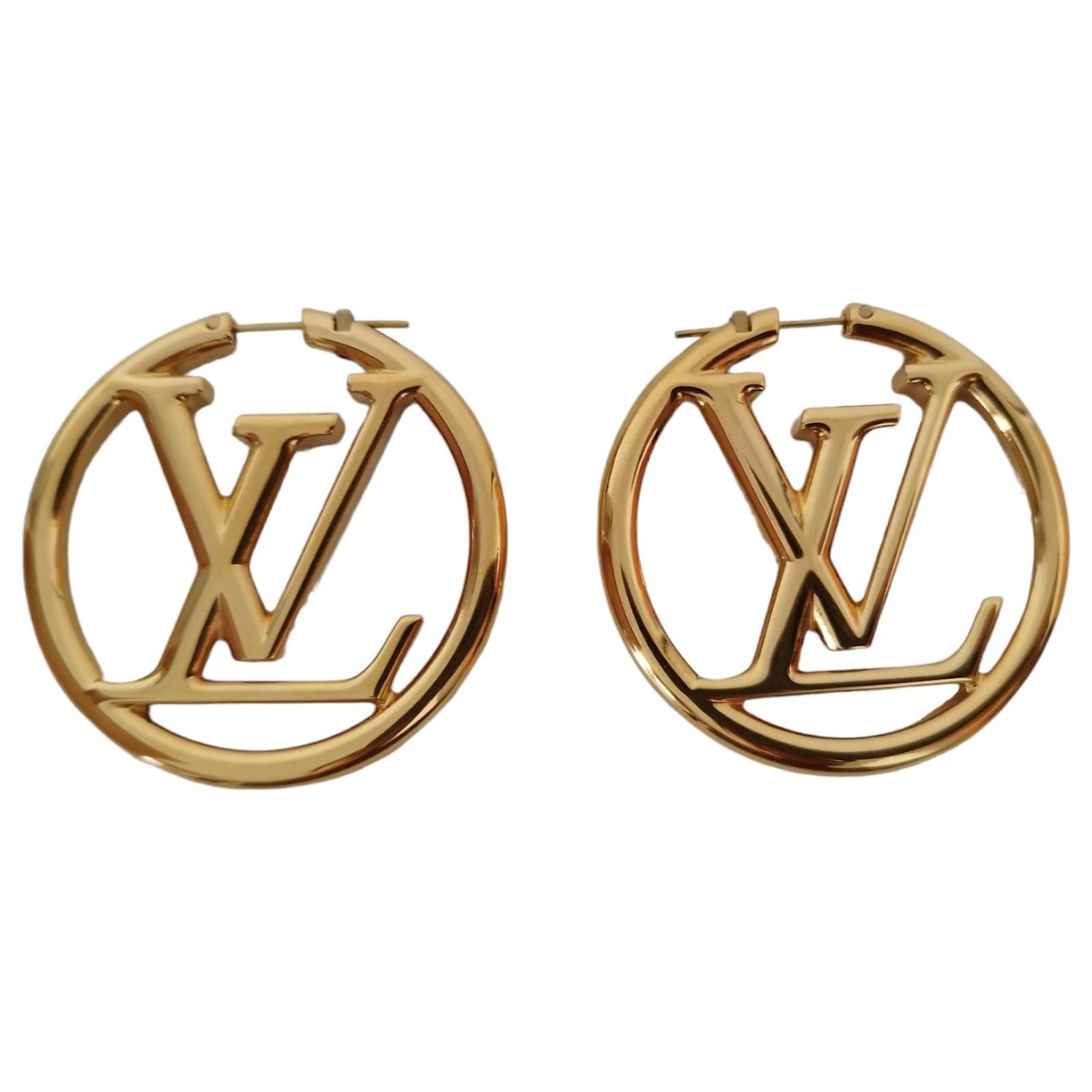 Louis Vuitton, Jewelry, Louis Vuitton Louise Hoop Earrings Metal Gm Gold