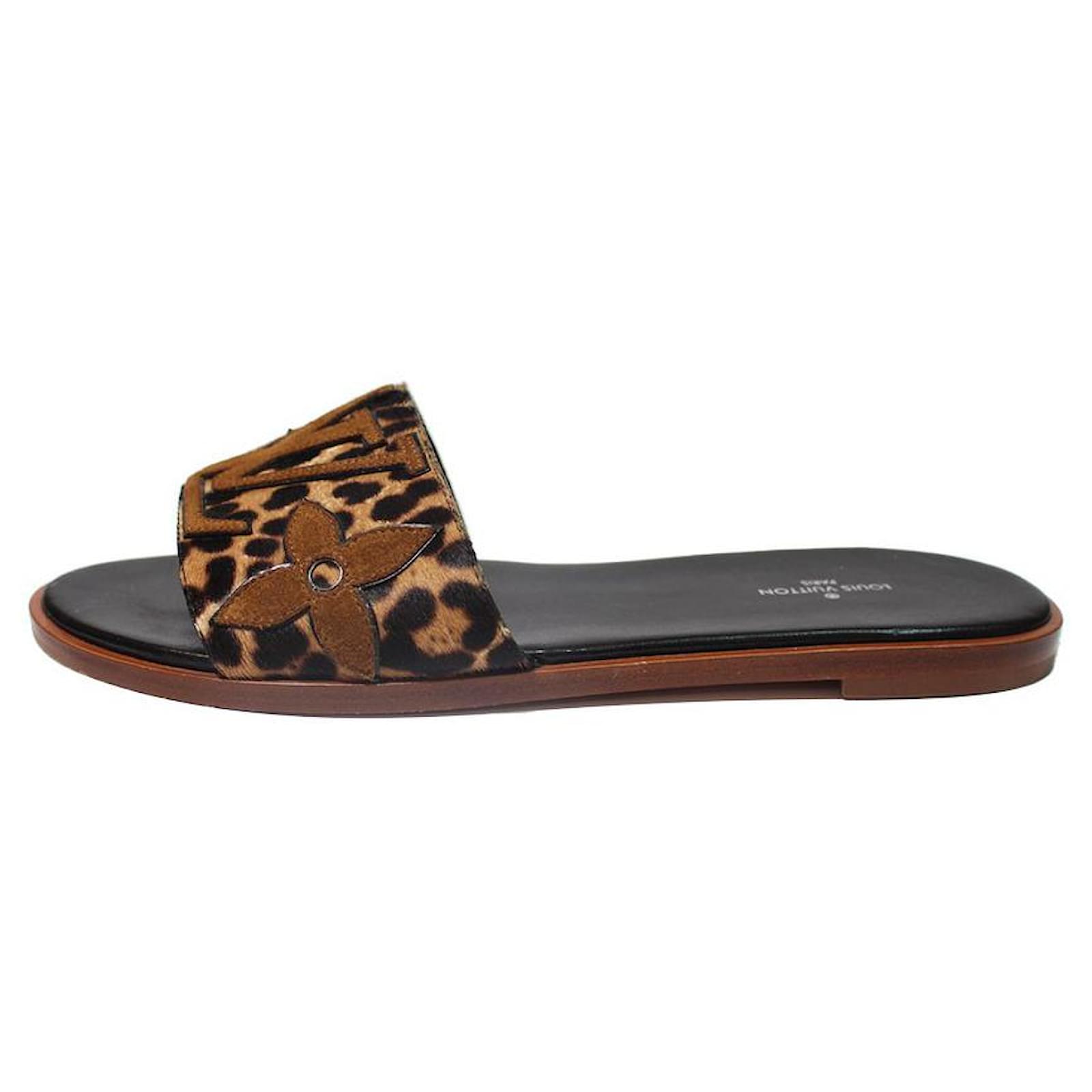 LOUIS VUITTON LOUIS VUITTON leopard mules shoes sandal leather