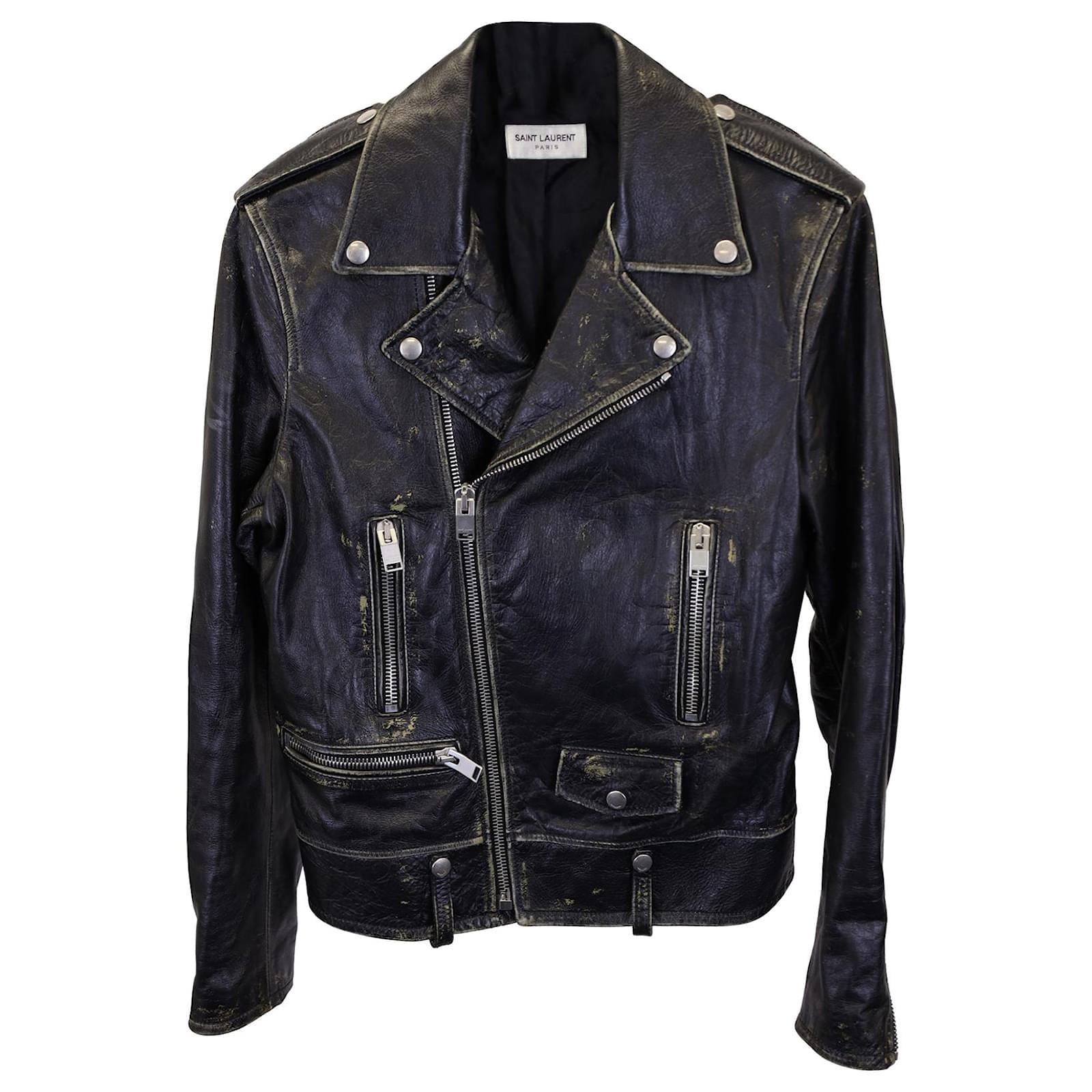 Saint laurent shop distressed leather jacket