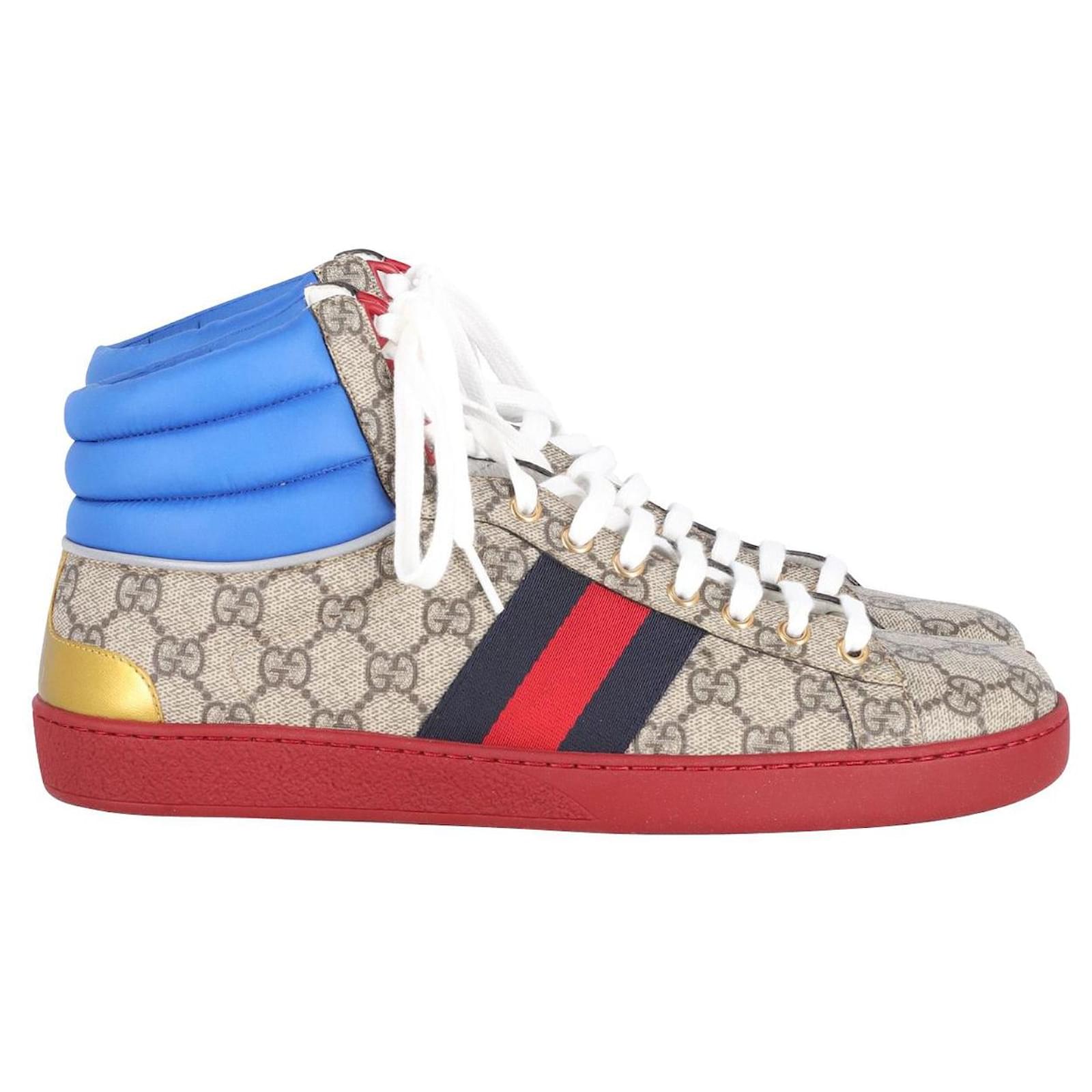 Gucci Men's Ace GG Supreme Sneaker, Beige, GG Supreme Fabric