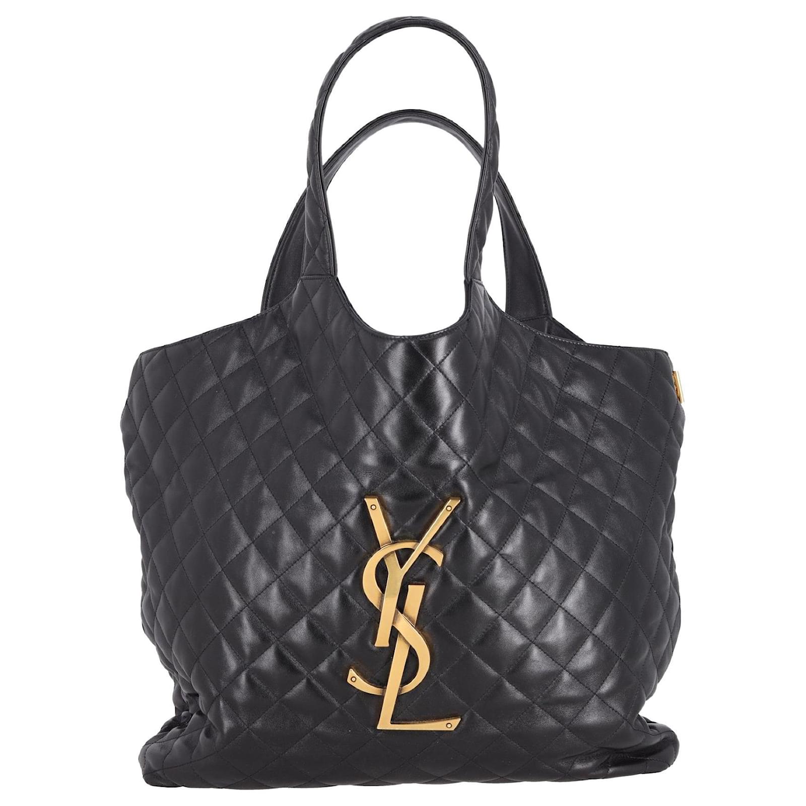 Saint Laurent Icare Maxi Shopping Tote Bag in Black Quilted
