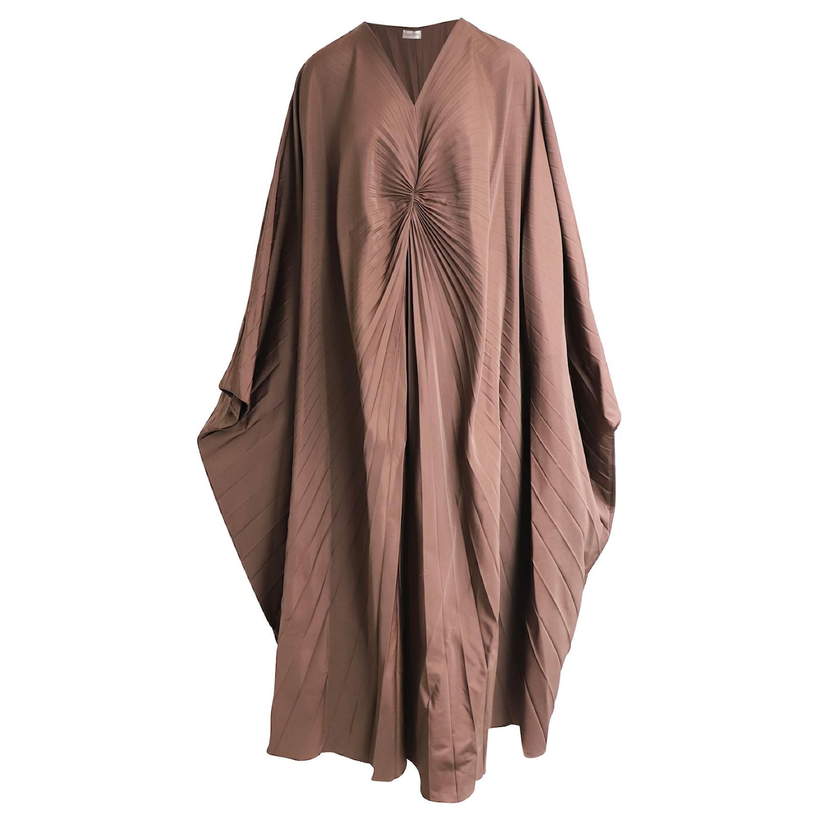 Valentino Garavani Valentino Pleated Micro Faille Evening Gown in Brown  Cotton (Sold)