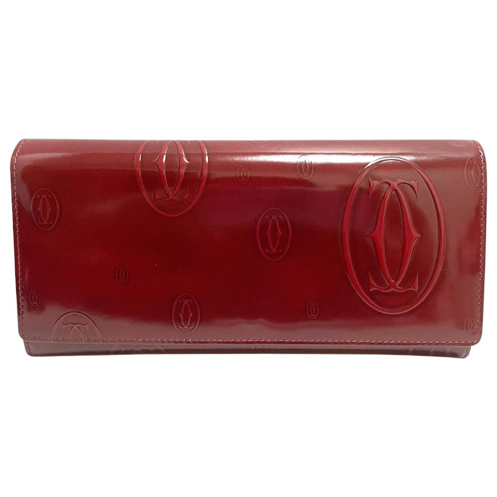 Cartier Maroon Patent Leather Happy Birthday Card Holder Cartier