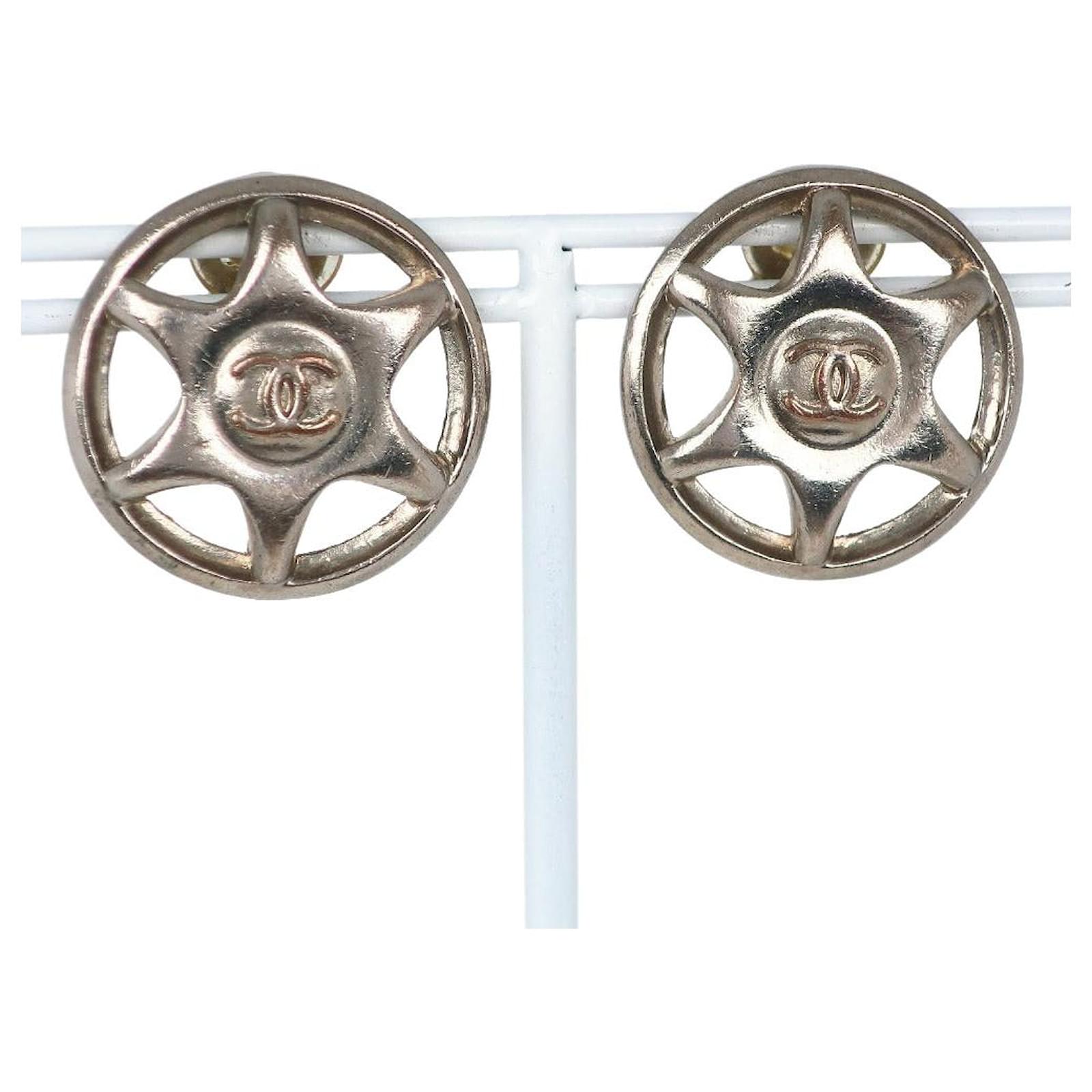 CHANEL 96A COCO Mark Round Vintage Earring Pierce gold