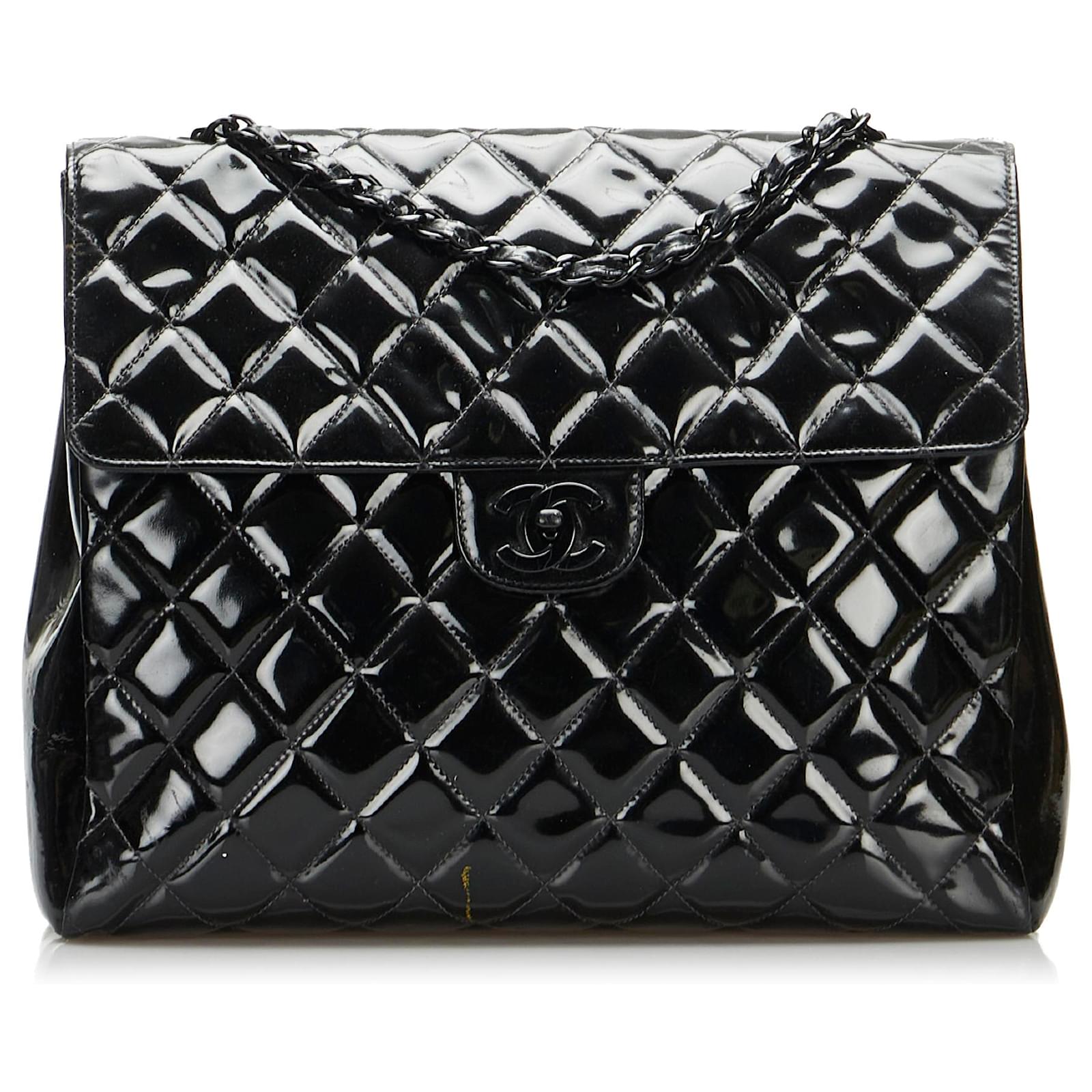 Chanel Black So Black Matelasse Patent Leather Single Flap Bag ref.936855 -  Joli Closet