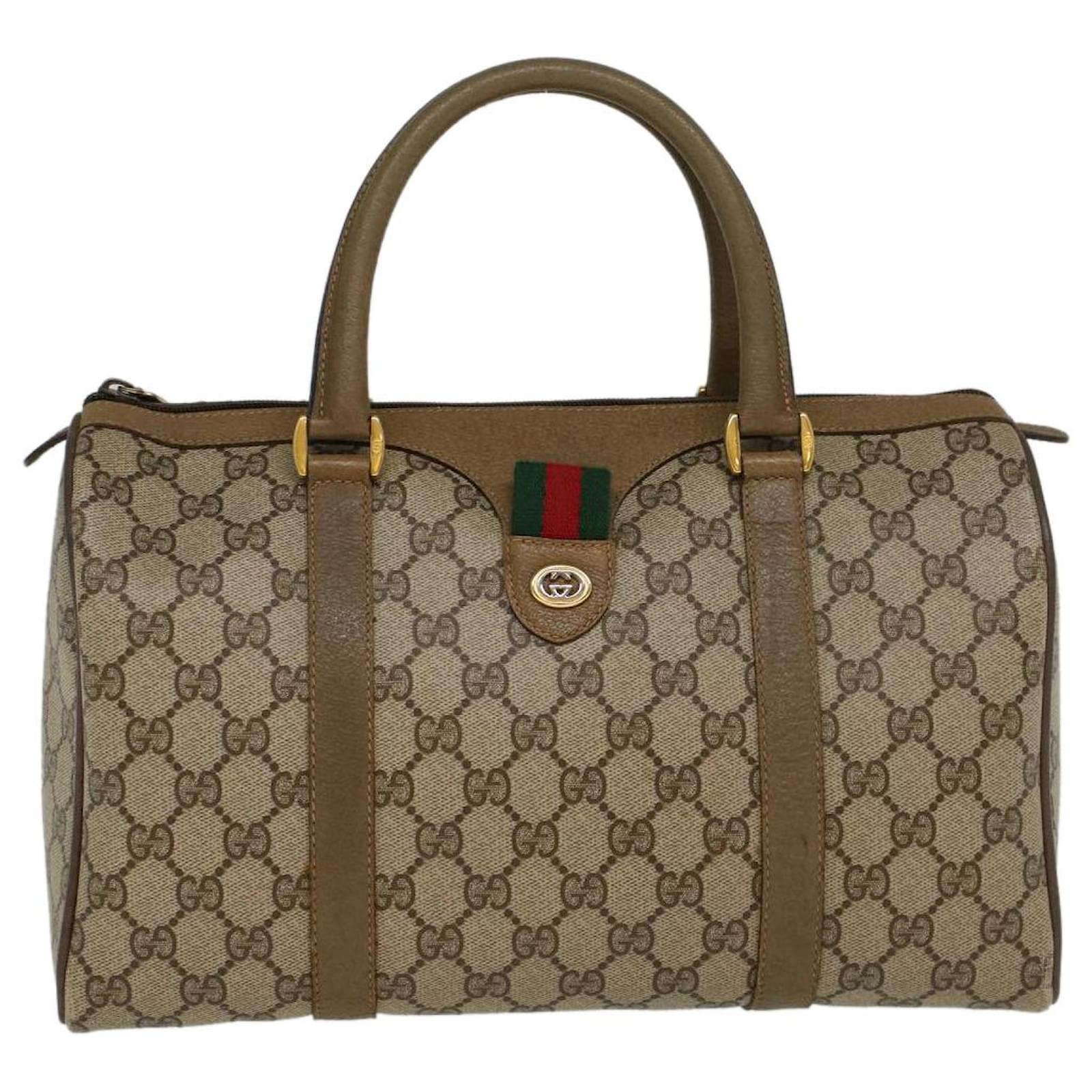 Gucci Brown/Beige GG Canvas Medium Vintage Web Boston Bag Gucci