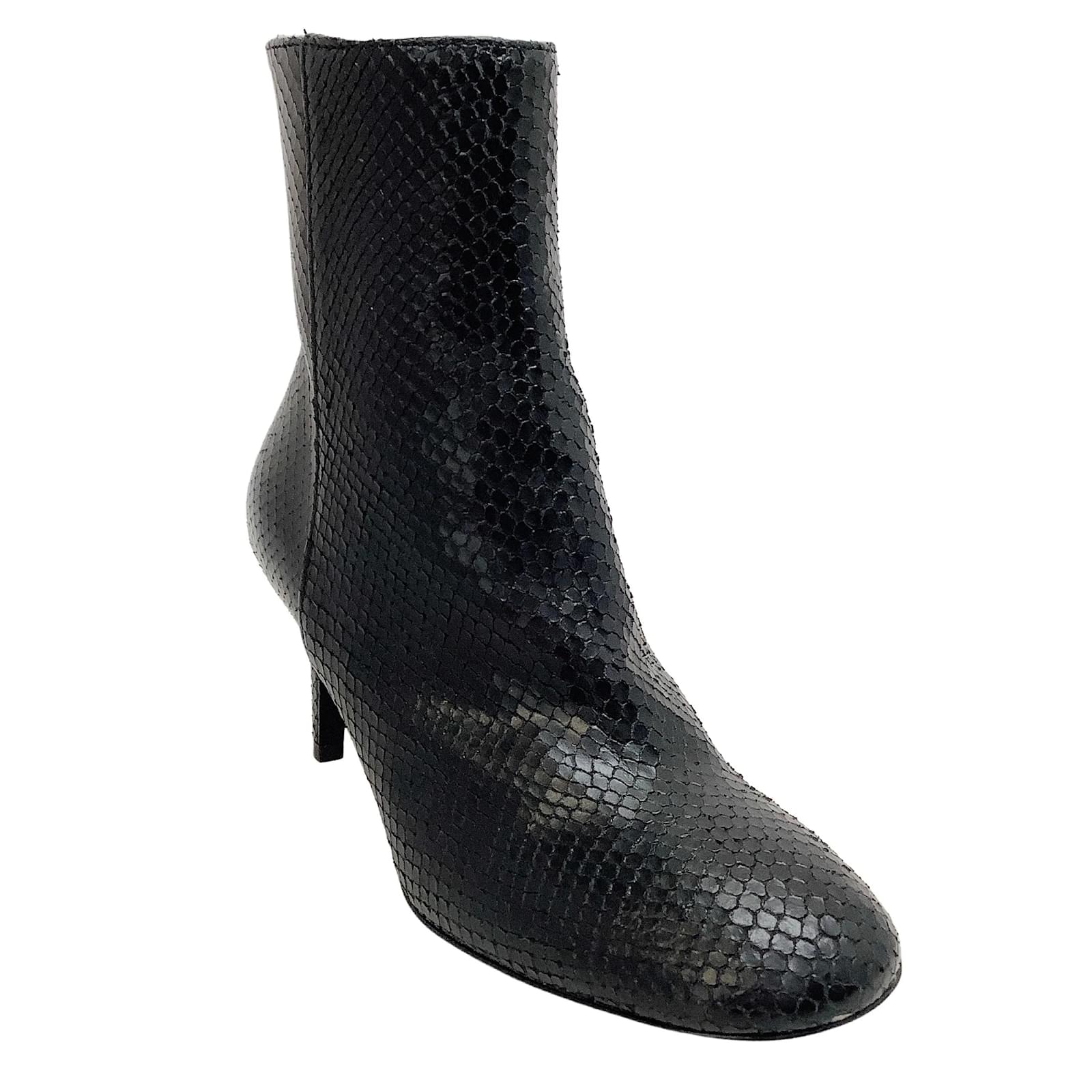 AGL Black Snake Leather Michelle Booties