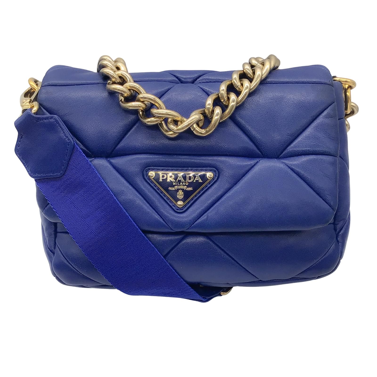 Prada Royal Blue System Nappa Leather Patchwork Bag ref.937560