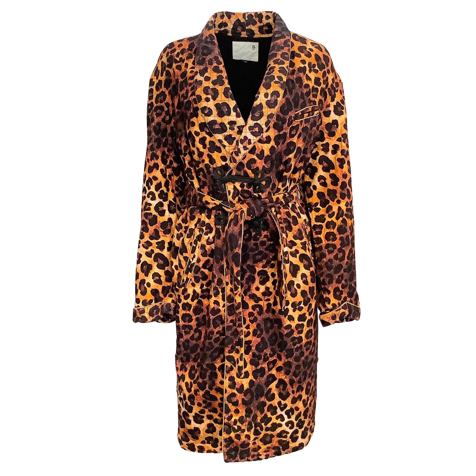 R13 Orange Leopard Padded Winter Robe Coat Cotton ref.937619