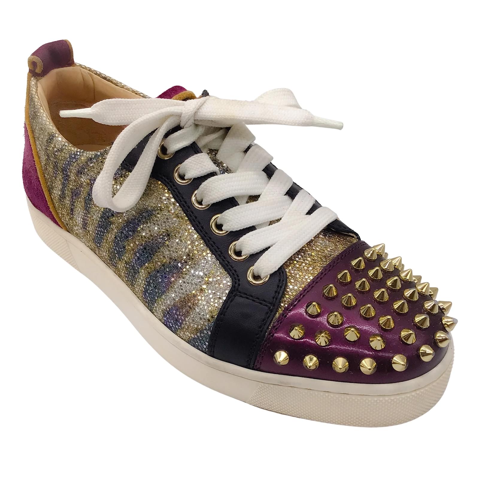 Christian Louboutin Purple / Gold Multi Louis Junior Sneakers Suede ref ...