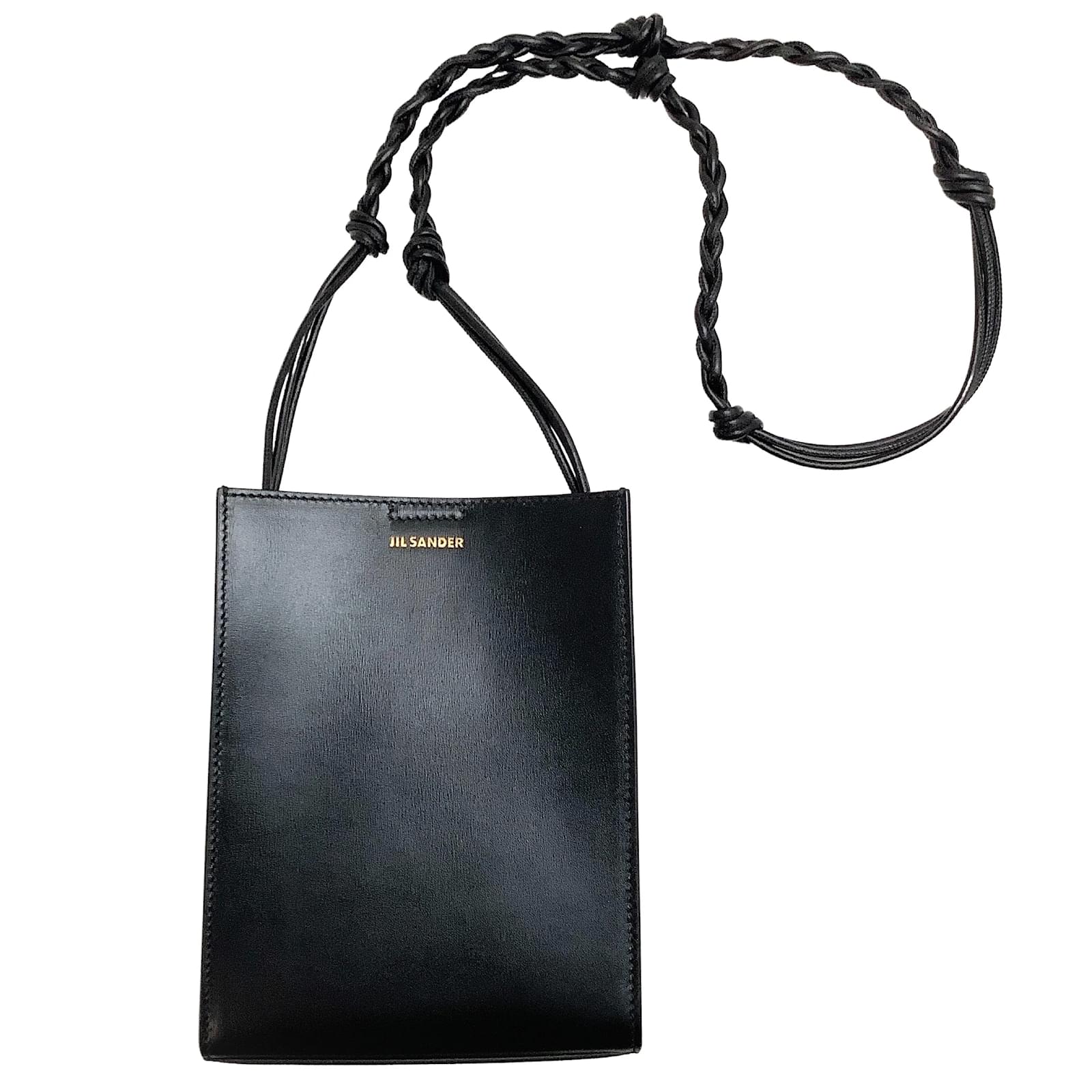 Tangle Leather Phone Pouch in Black - Jil Sander