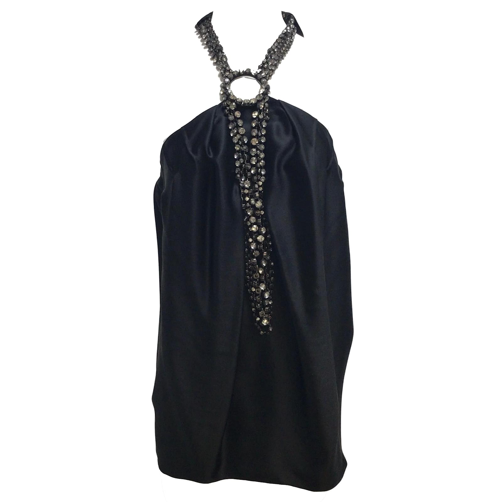 Black Halter Neck Silk Blouse