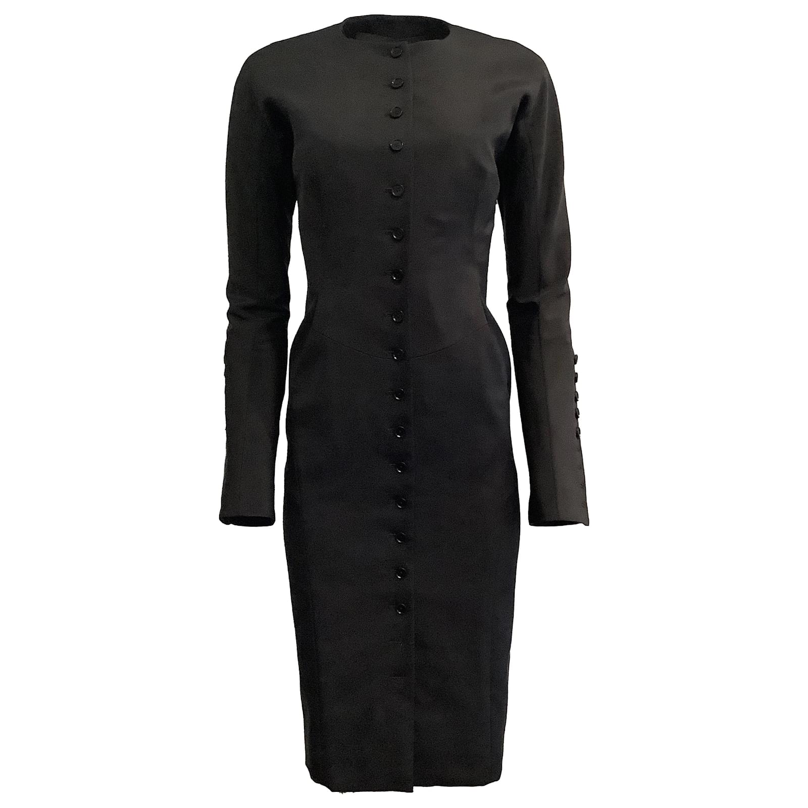 Autre Marque Norisol Ferrari Black Silk Multi Button Midi Dress ref.938309  - Joli Closet