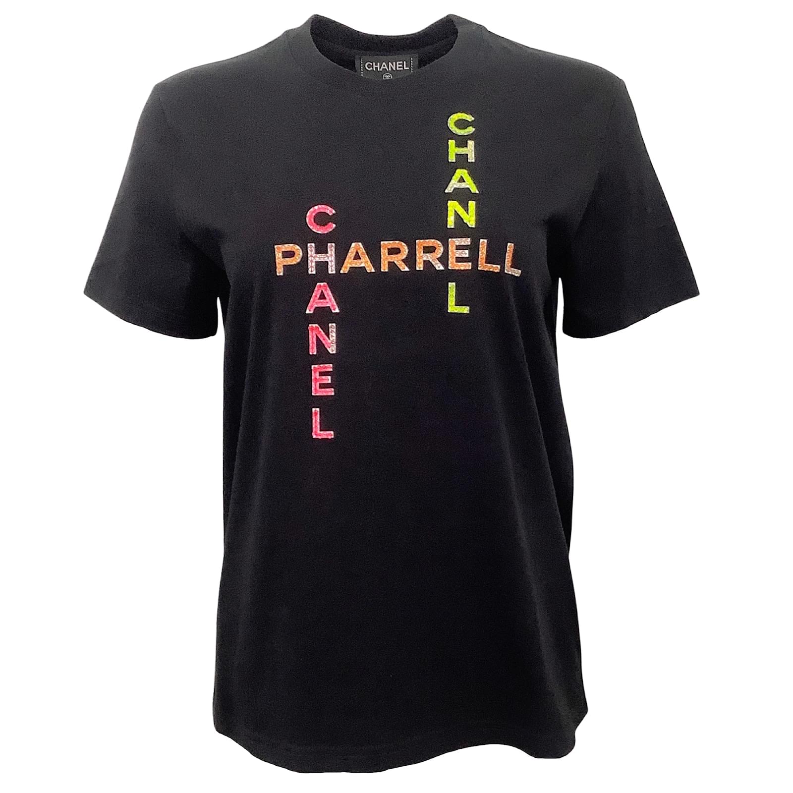 Chanel Black Cotton Short Sleeve Pharrell Coco Chanel Tee Shirt ref.938383  - Joli Closet