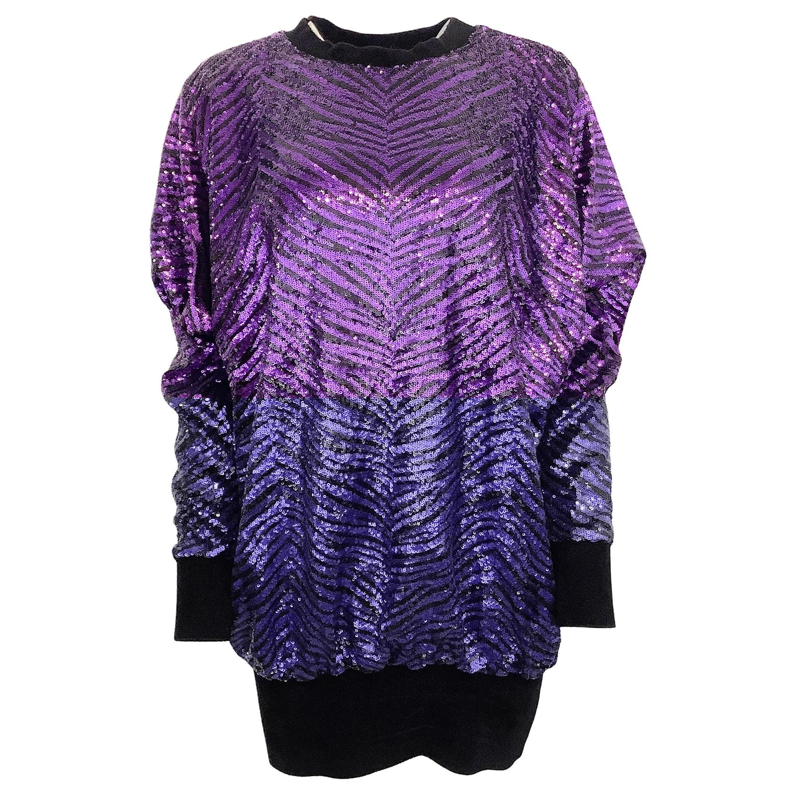 Alexandre Vauthier Purple Black Sequined Sweater Night Out Dress - Main Image