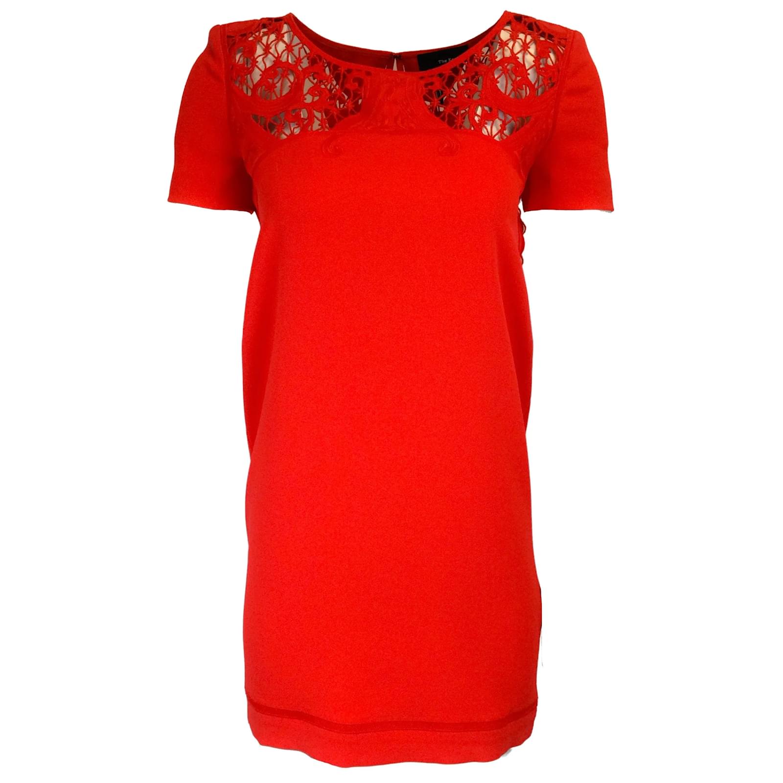 The Kooples Red Short Sleeved Lace Crepe Mini Dress (Sold) - Joli Closet The Kooples Red Short Sleeved Lace Crepe Mini Dress (Sold) - Joli Closet