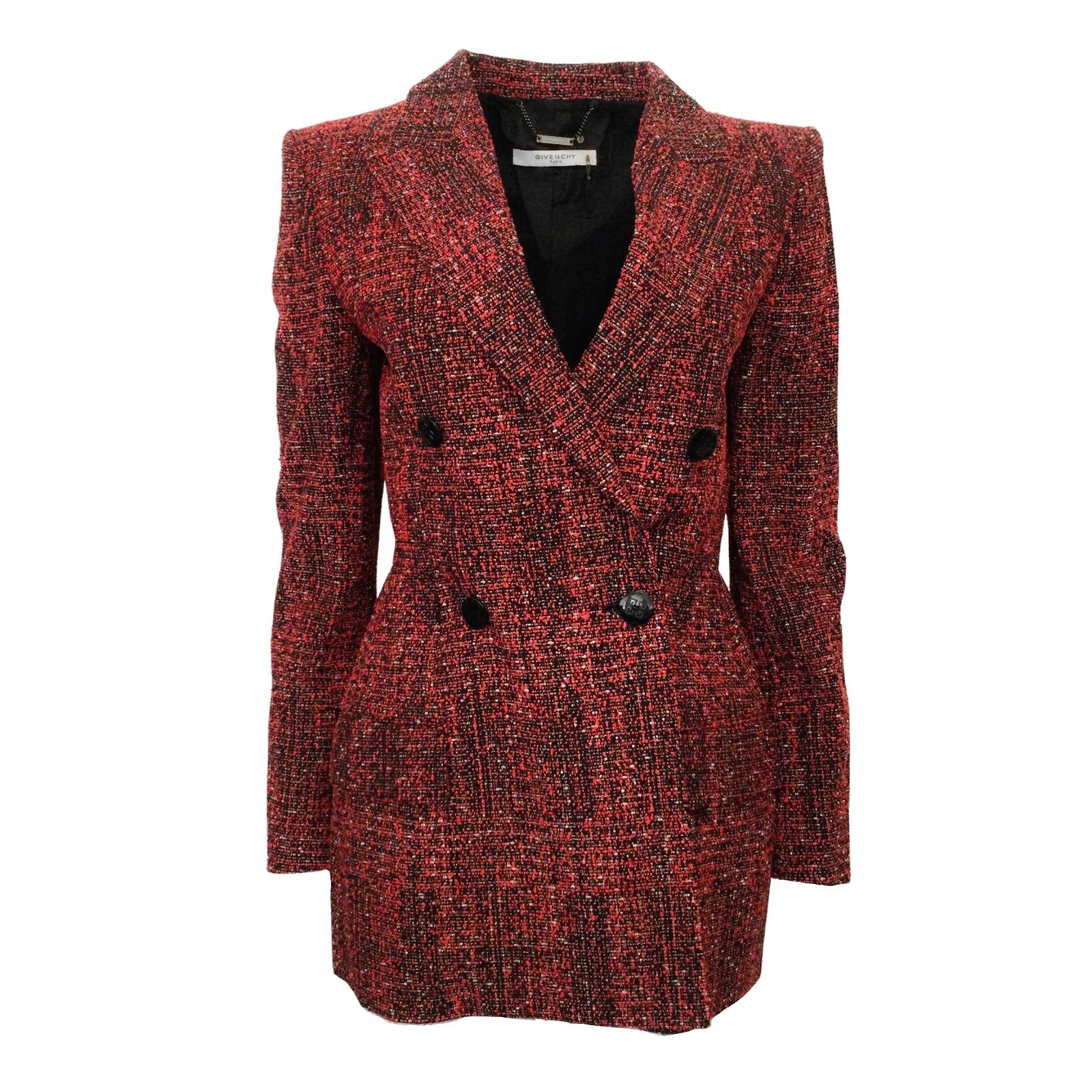 Ensemble Tailleur (veste + Jupe) Le Suit - Laine Mélangée Rouge Et Noir - Taille 6 - Occasion Très Bon état