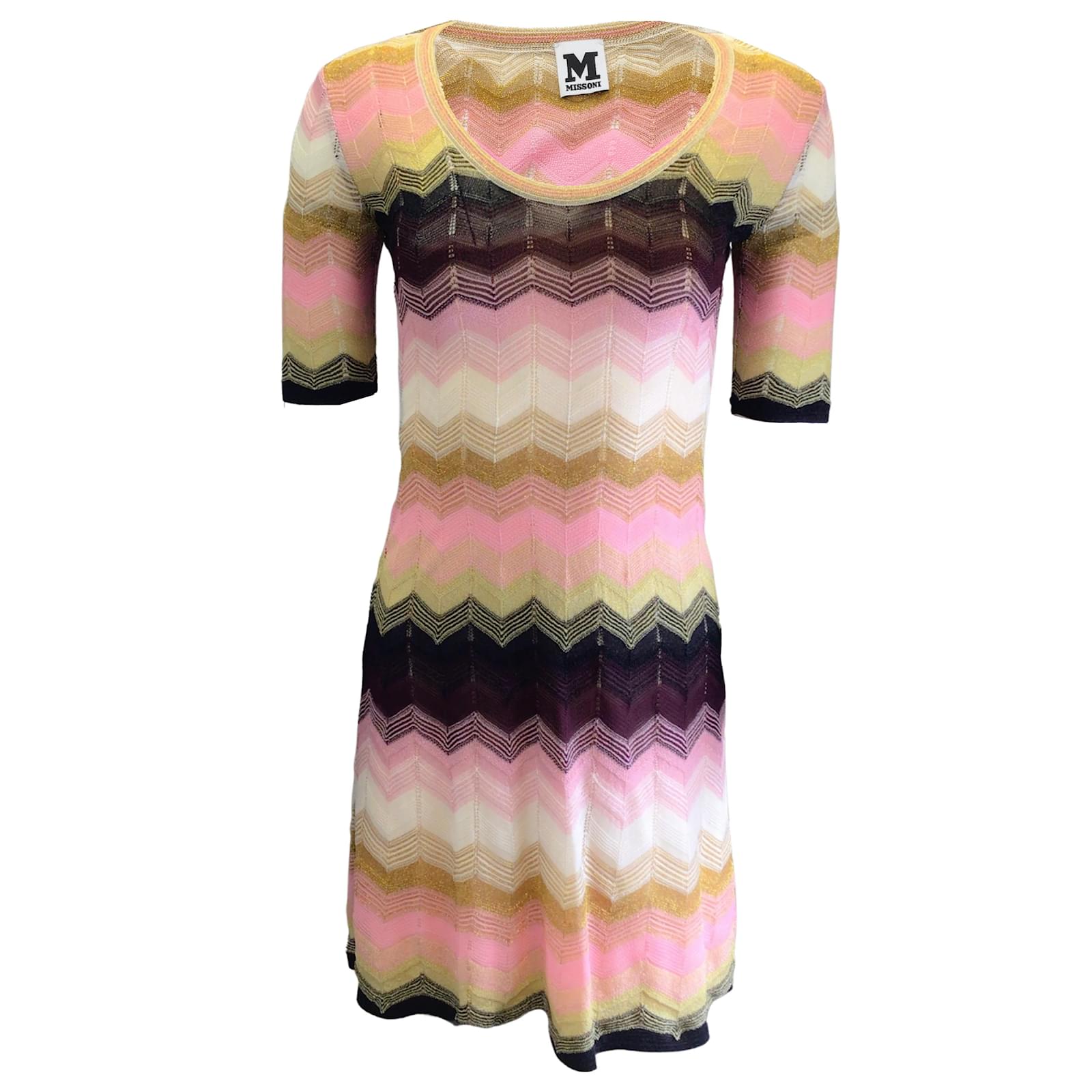 M MISSONI スパンコール装飾 ミニワンピース M Zig Zag metallic minidress in multicoloured - Missoni