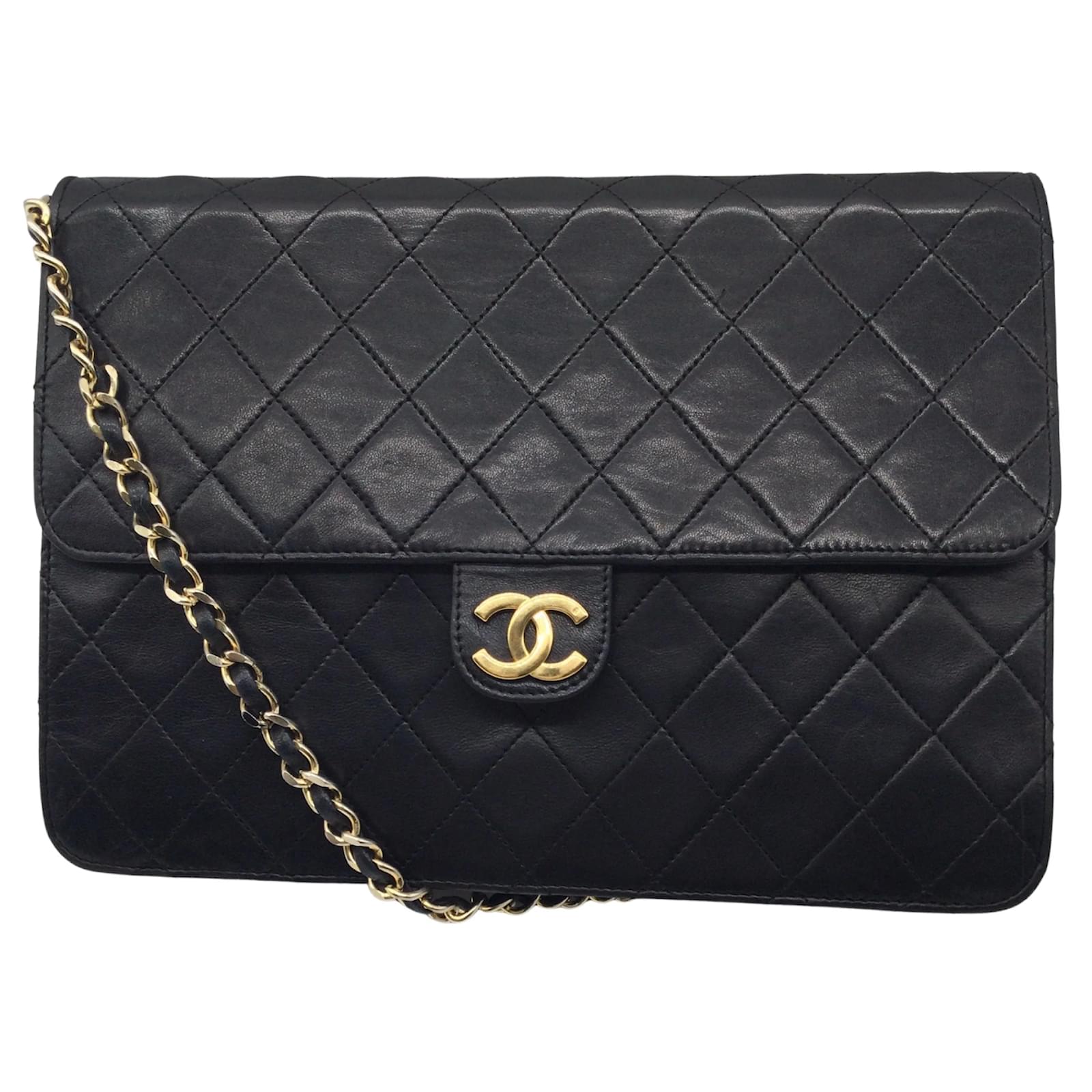 Handbags Chanel Chanel Classic Vintage Flap Black Lambskin Leather Shoulder Bag