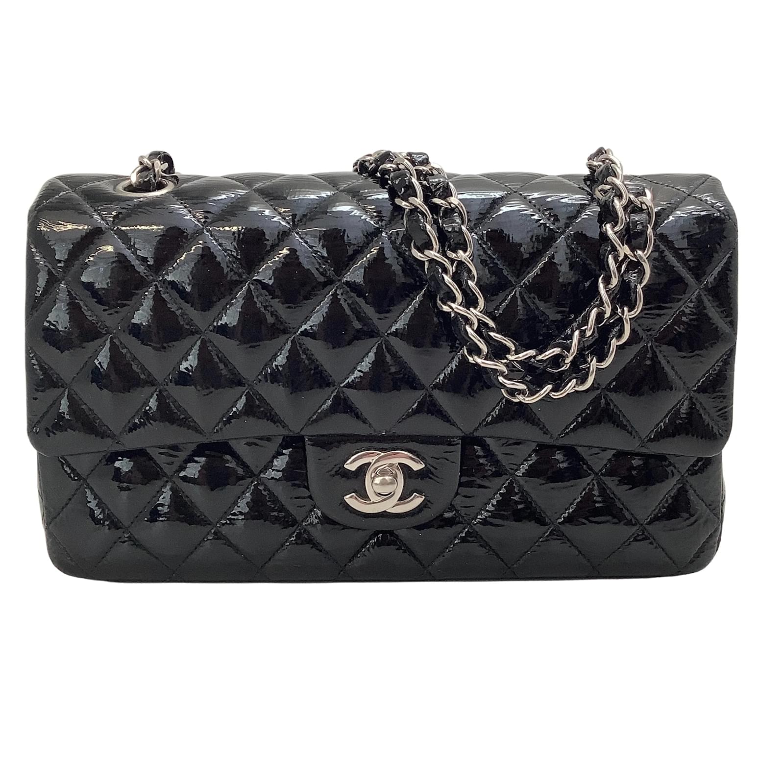 Chanel Double Flap Black Patent Leather Shoulder Bag ref.938862 - Joli  Closet