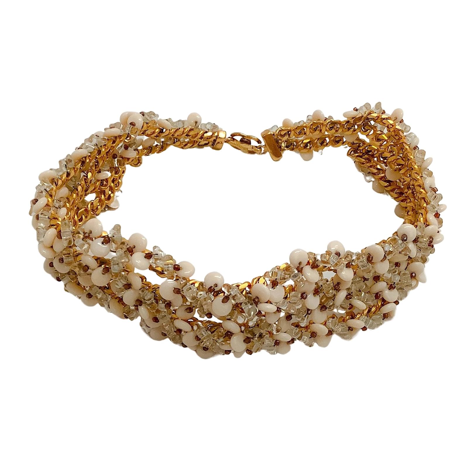 Chanel 1998 Ivory Beads Multi Strand Choker Necklace