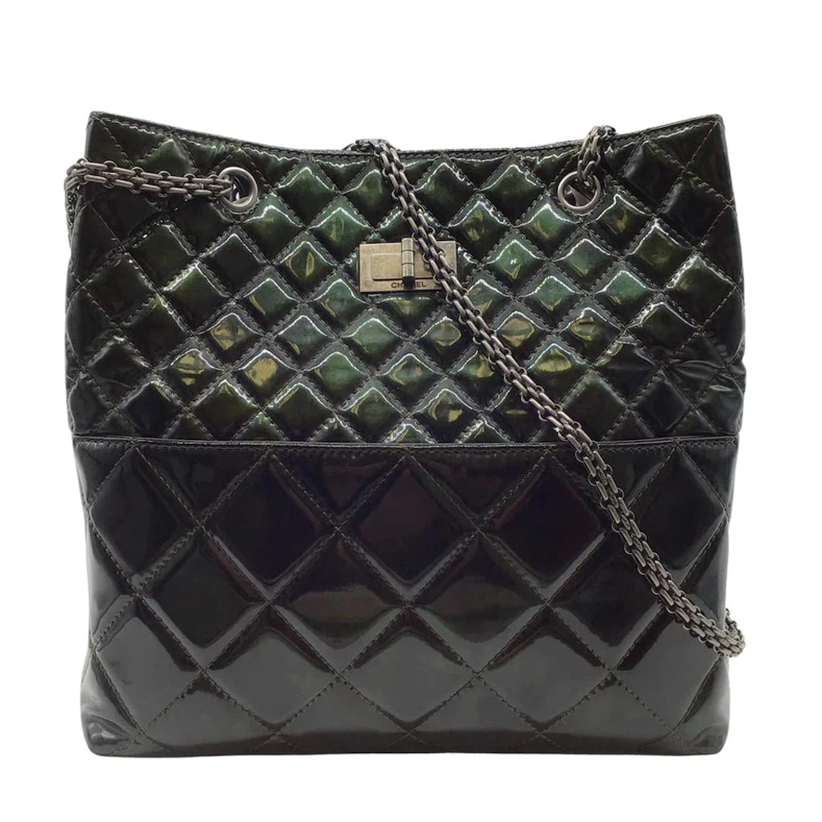 CHANEL, Bags, Chanel Cambon Tote Bag In Olive Green Lamb Leather And  Snake Skin Cc Logo