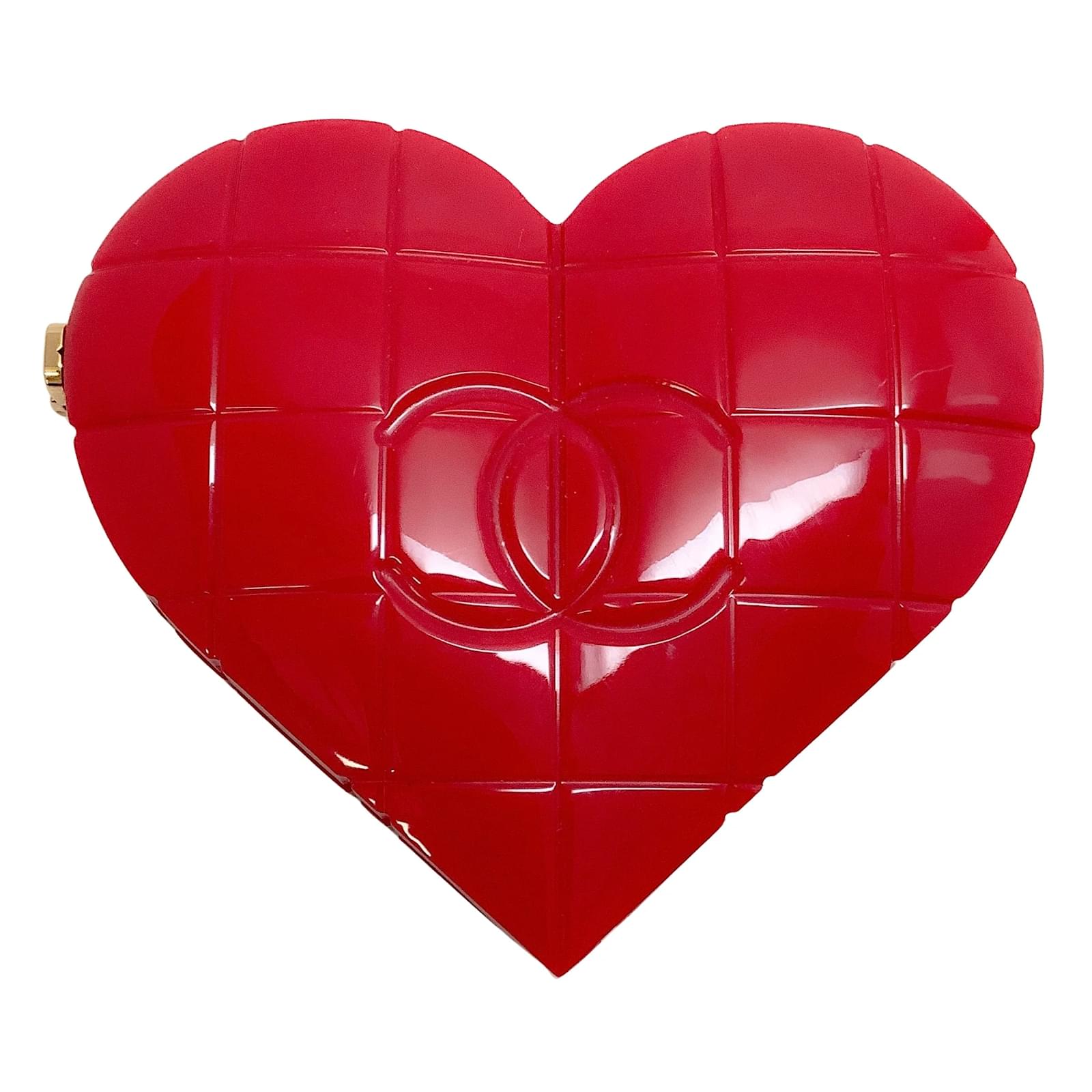 Handbags Chanel Chanel 2002 Karl Lagerfeld Red Lucite Heart Chocolate Bar Minaudière