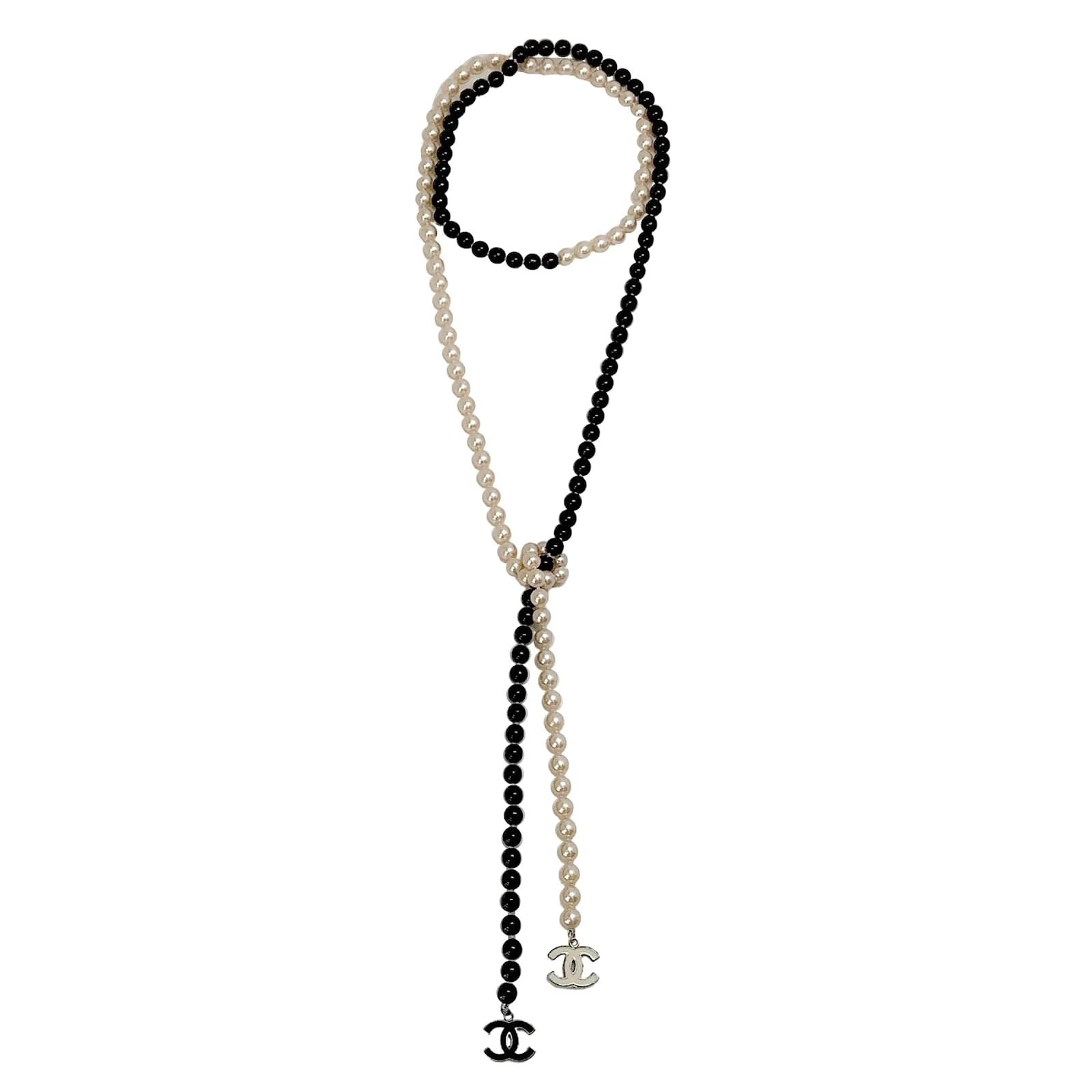 Chanel Camelia Sculpte Lariat Necklace 18K White Gold with Diamonds and  Agate White gold 254109255