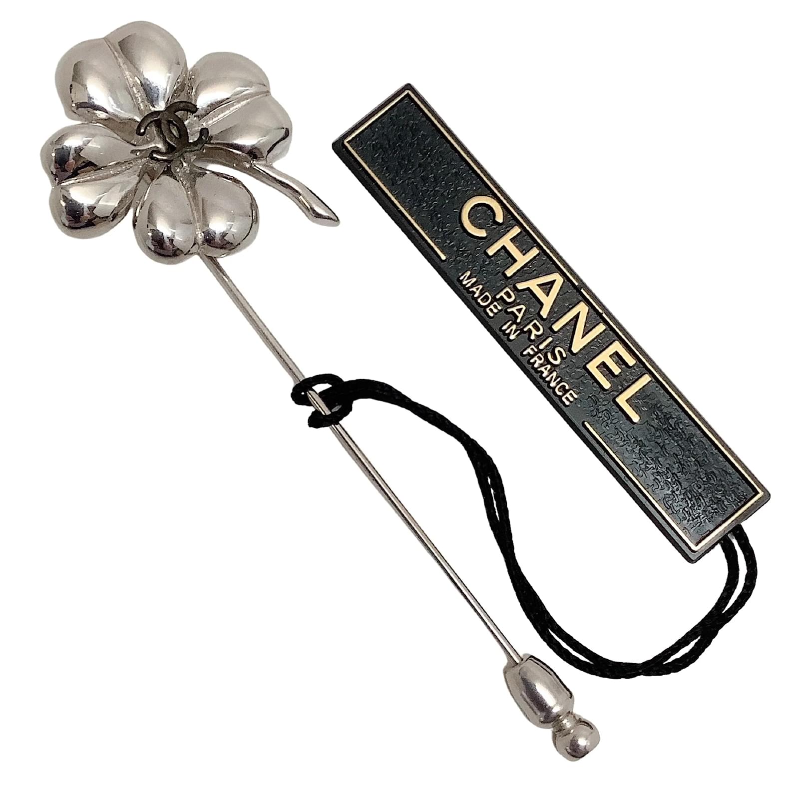 Chanel Ruthenium Metal Beaded Pearl Square Brooch