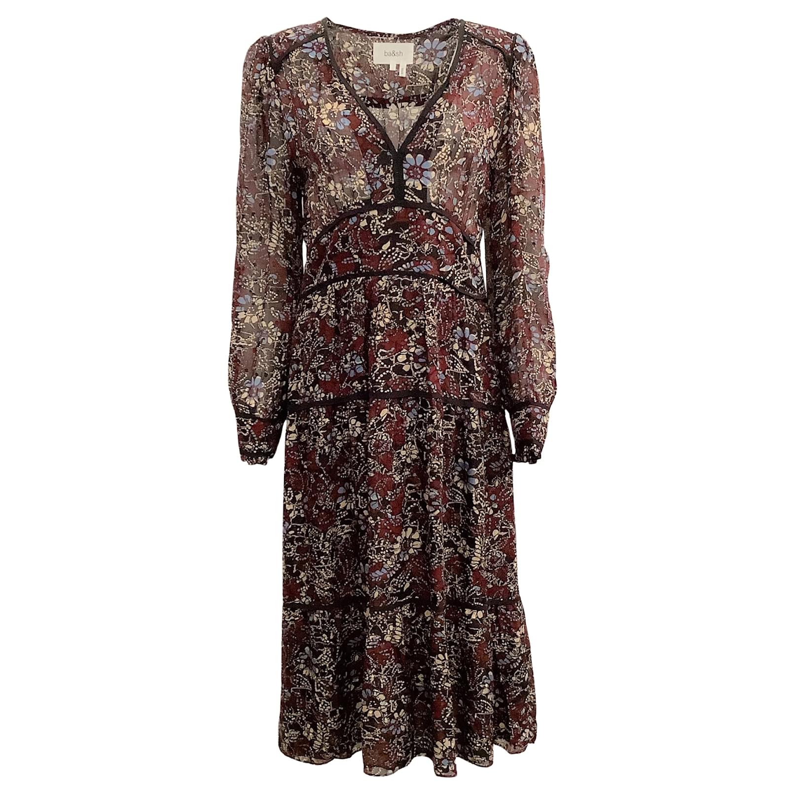 BA&SH Carbon Multi Gigi Lady Midi Dress (Sold) - Joli Closet