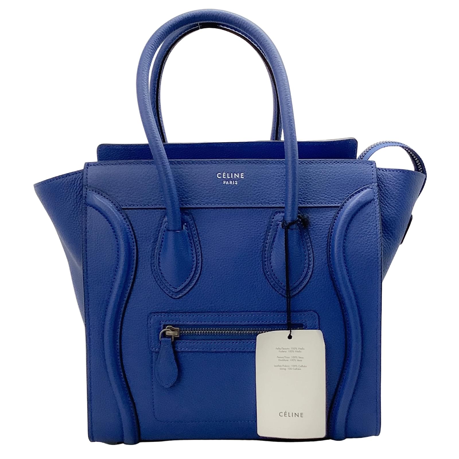 Céline Celine Blue calf leather leather Micro Luggage Tote ref.939218 ...