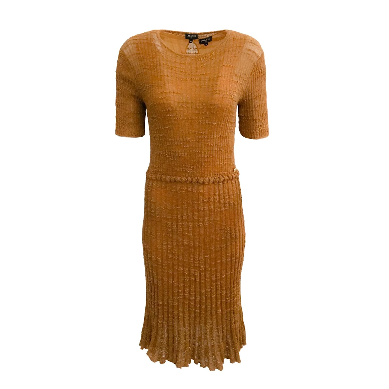 Dresses Chanel Chanel Marigold Ribbed Knit with Slip Work/Office Dress