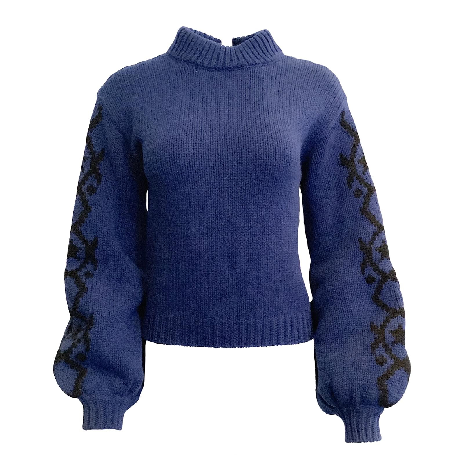 KNIT SWEATER WITH OPEN BACK - Blue