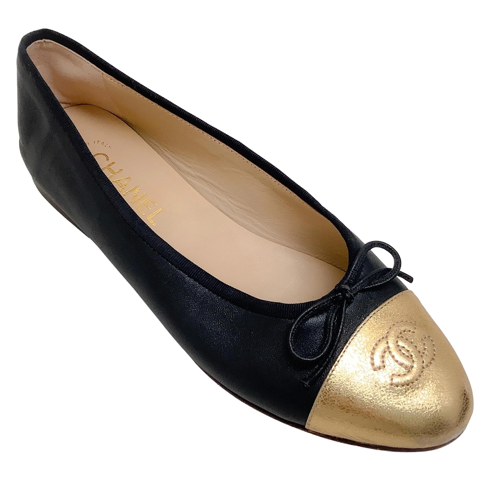 Black and gold flats online