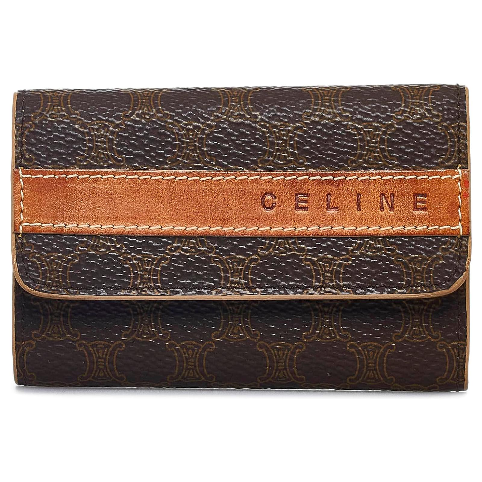 Céline Celine Brown Macadam 6 key holder Pony-style calfskin Cloth