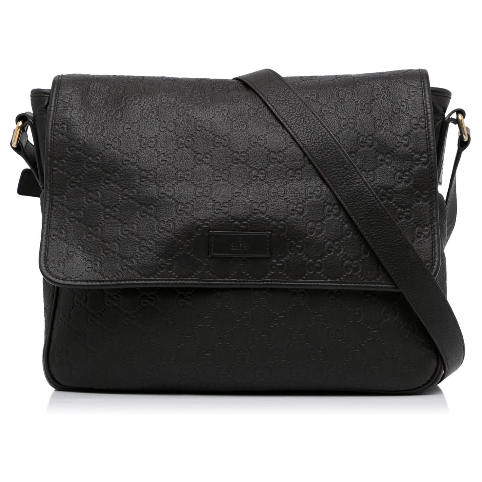 Black Gucci Medium Guccissima Bamboo Indy Satchel