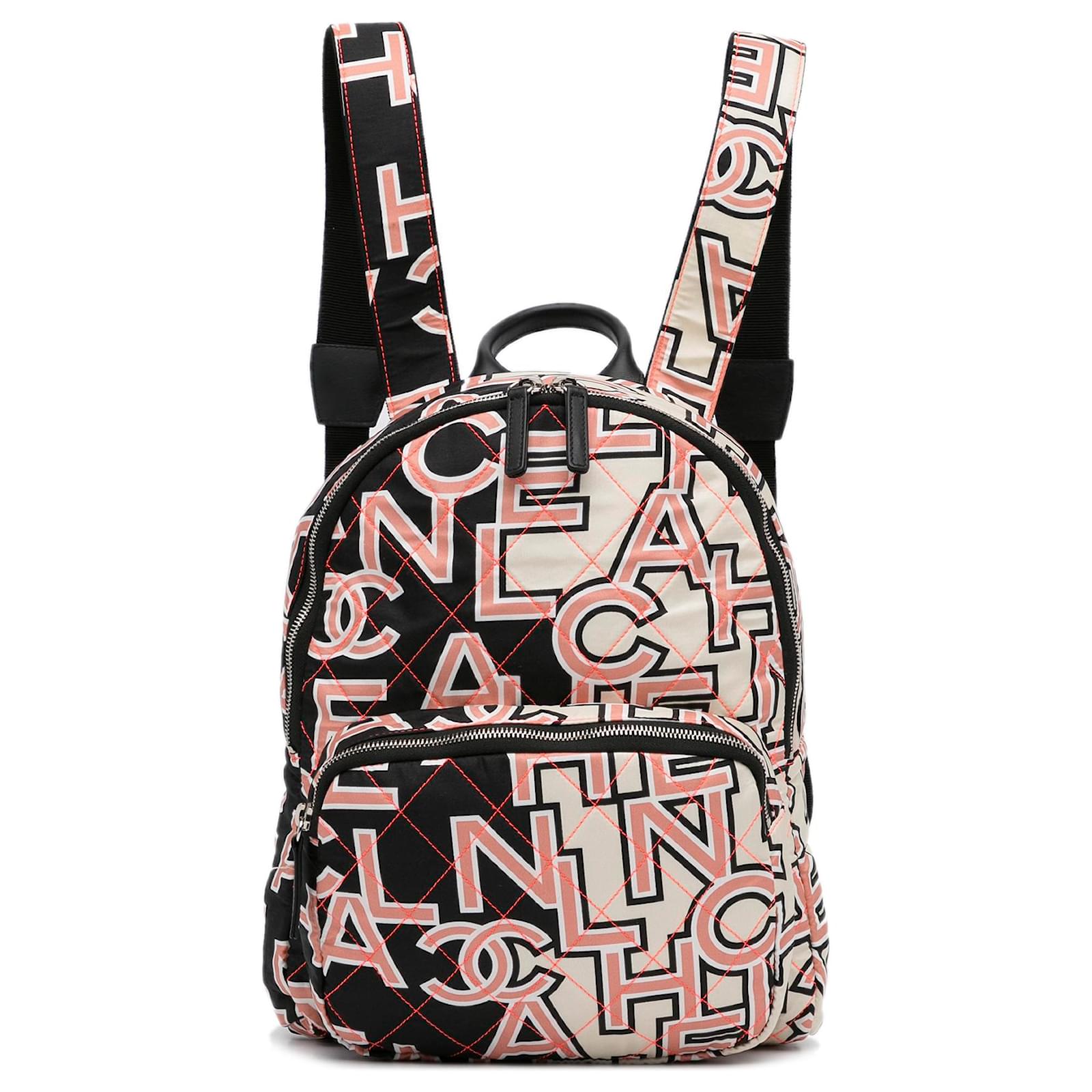 Chanel Pink Logo Nylon Backpack Cloth ref.940893 - Joli Closet