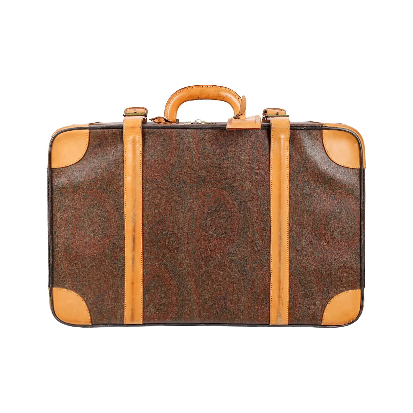 Etro Paisley Printed Luggage Brown Leather ref.941091 - Joli Closet