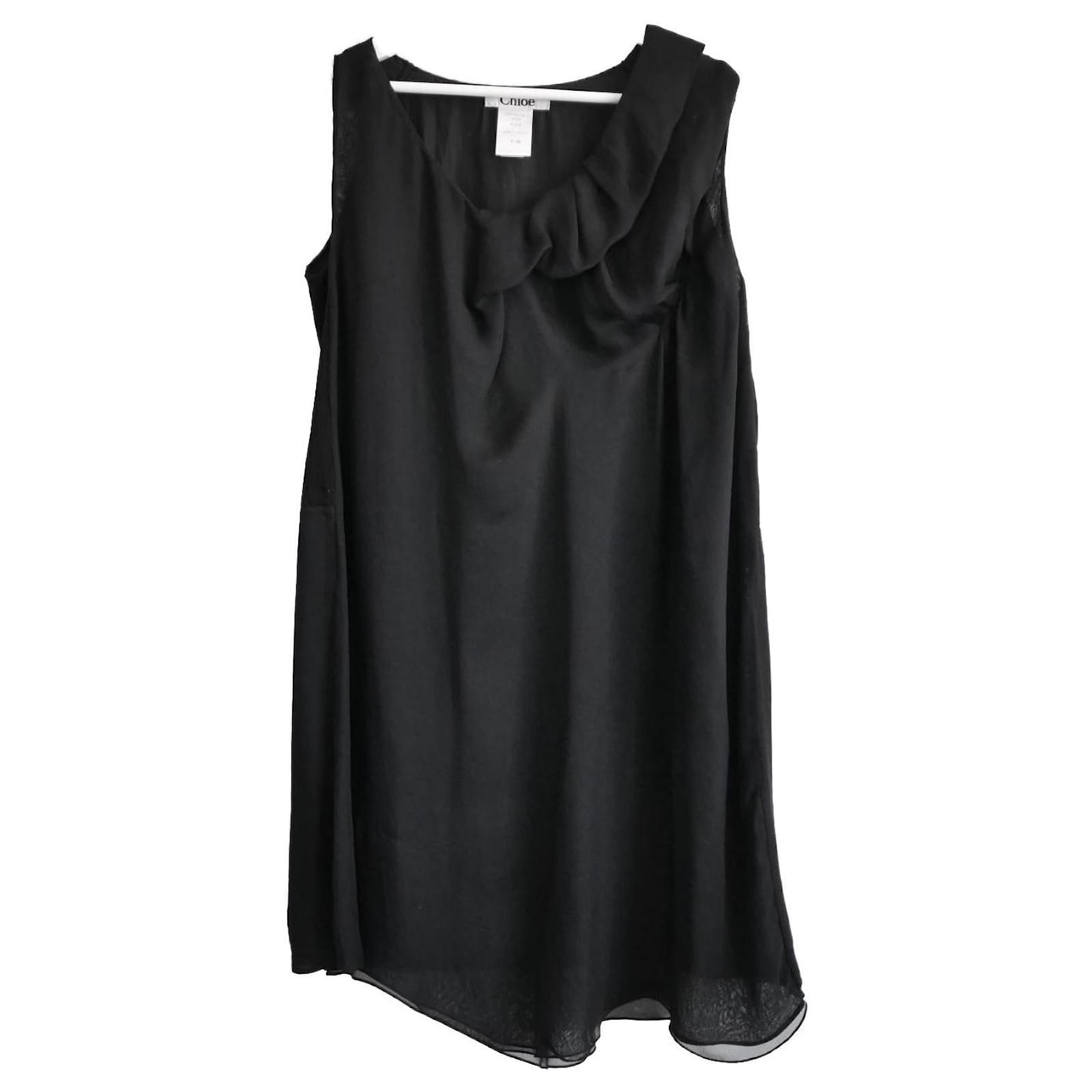 Chloé FALL 2007 Black Silk Chiffon Mixed Panel Dress ref
