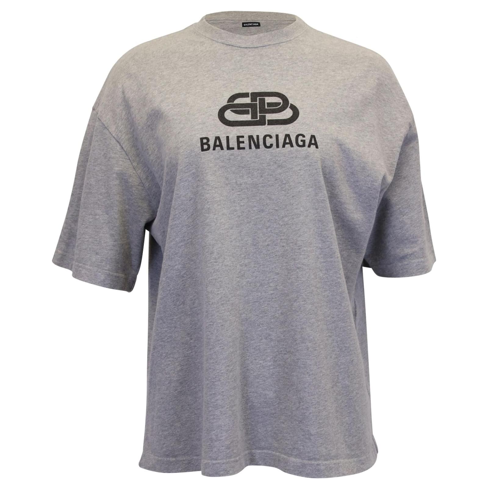 Balenciaga BB Logo Print T-shirt in Grey Cotton ref.941197 - Joli