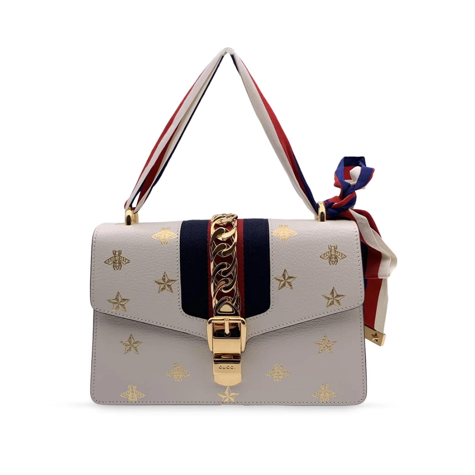 Gucci Dionysus Shoulder Bag Bee Medium Red/White/Blue in Leather with  Silver-tone - US