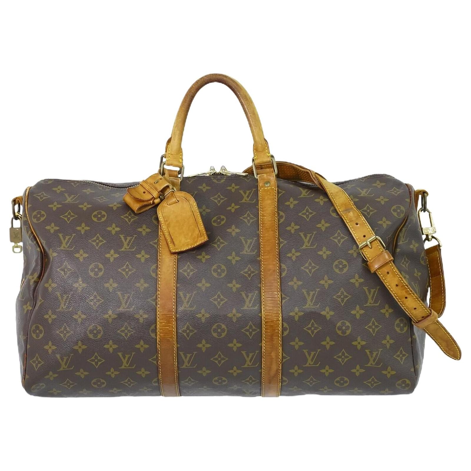 Louis Vuitton Keepall Bandouliere 50 Duffel with Strap Brown