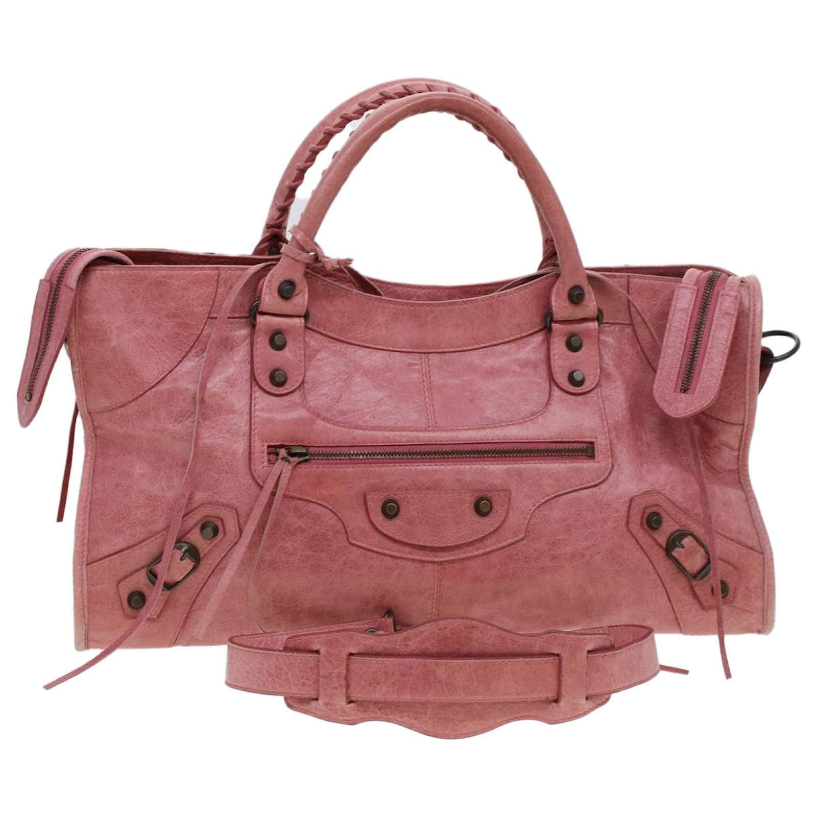BALENCIAGA The Part Time Hand Bag Leather 2way Pink 168028 Auth