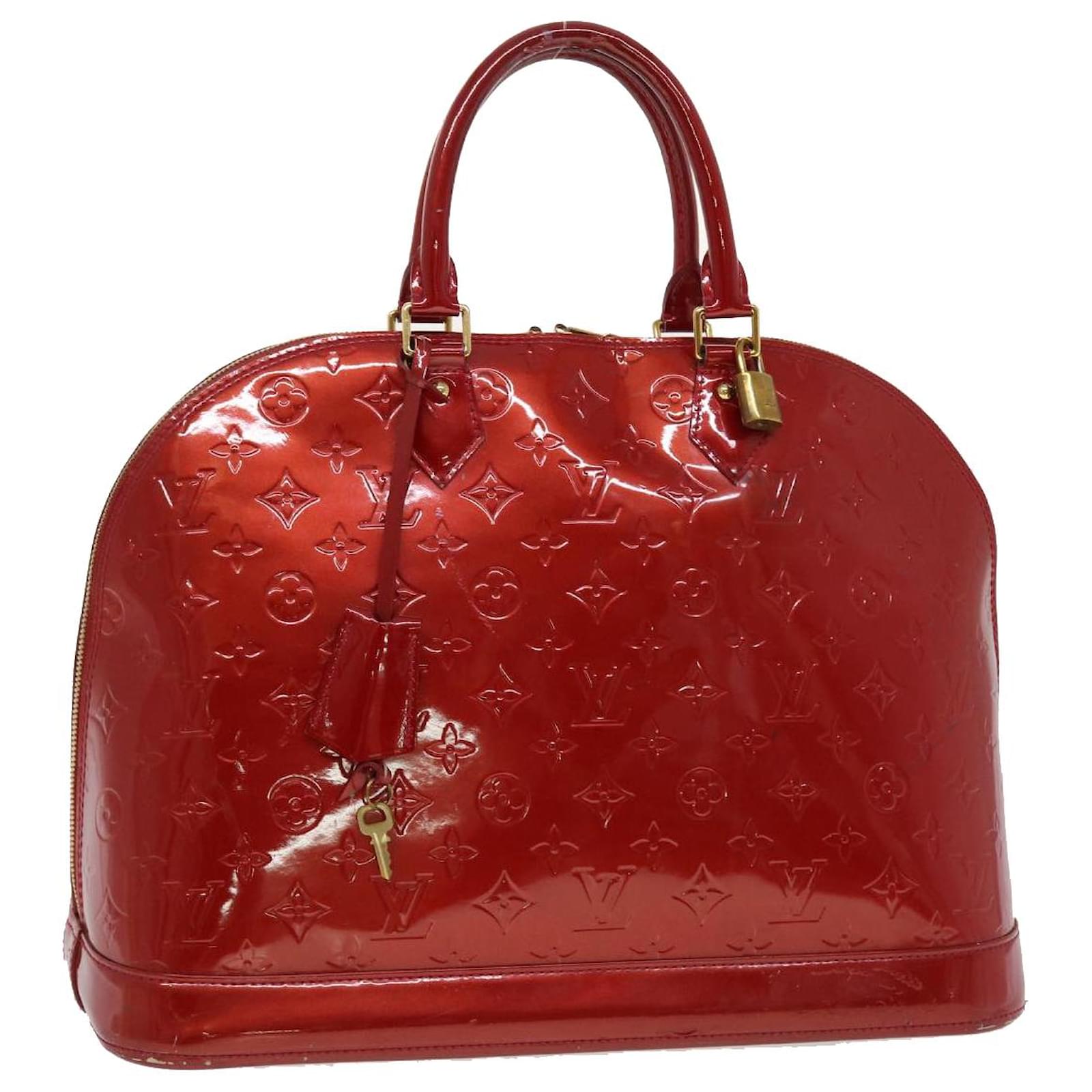 LOUIS VUITTON Pomme d'Amour Red Monogram Vernis Alma GM Bag Great Condition