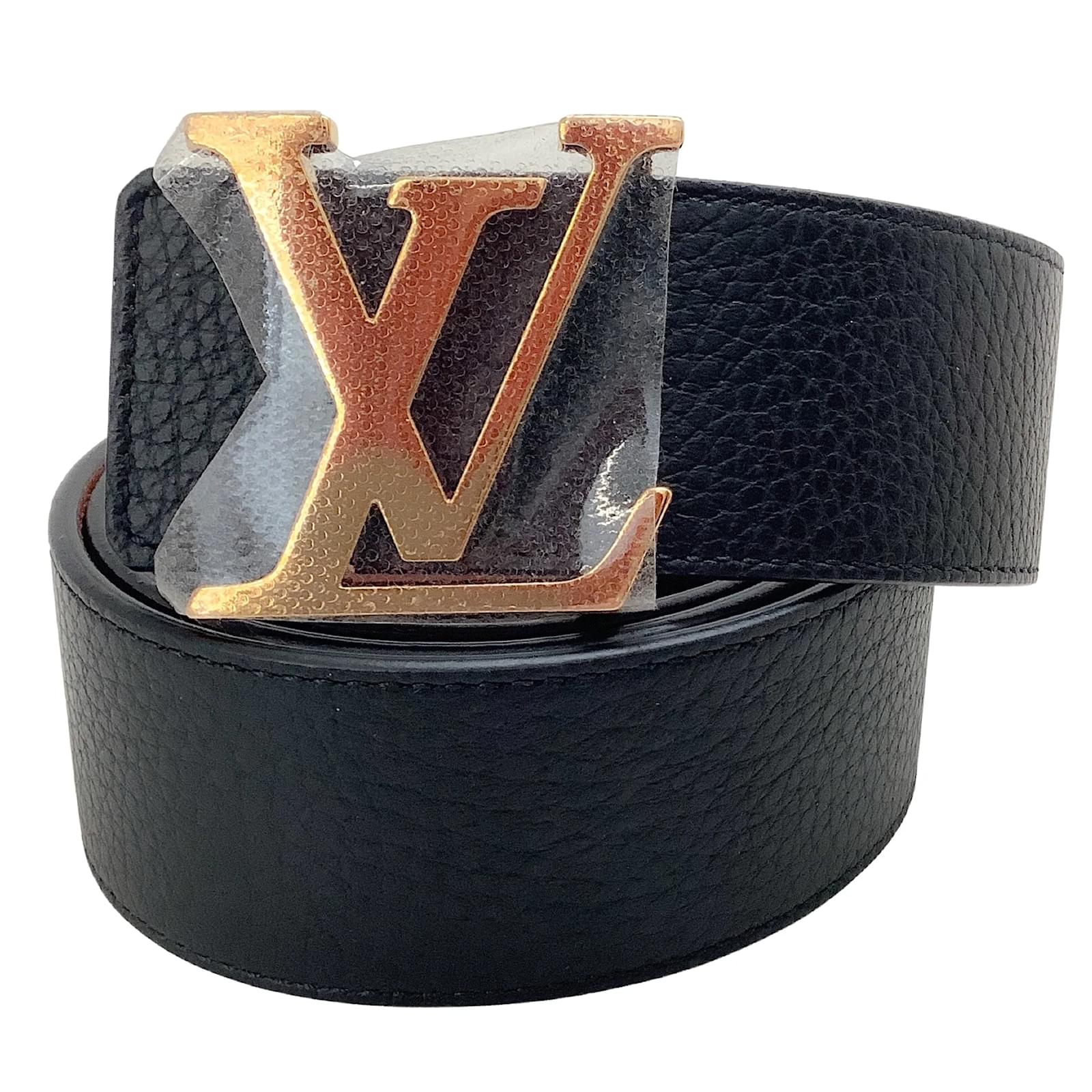 Louis Vuitton Name Tag w/ SA Initials Black Leather Authentic