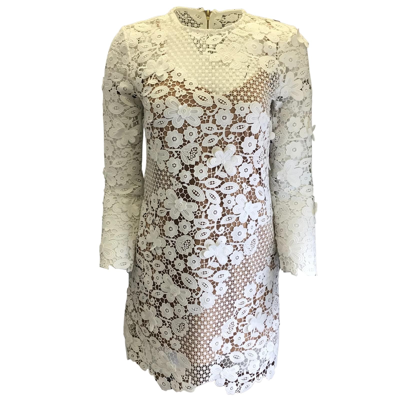 Self portrait Self-Portrait White / Beige Floral Motif Lace Shift Dress Polyester ref.942232 - Joli Closet Self portrait Self-Portrait White / Beige Floral Motif Lace Shift Dress Polyester ref.942232 - Joli Closet