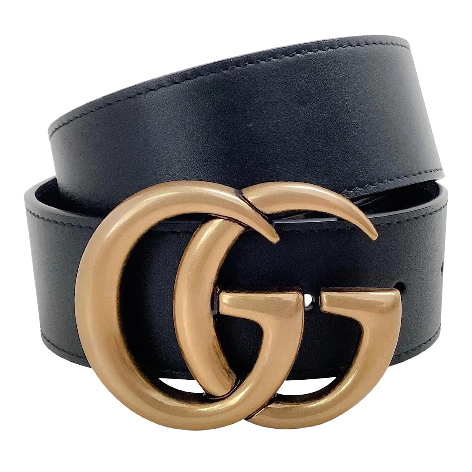 Leather belt with Double G buckle